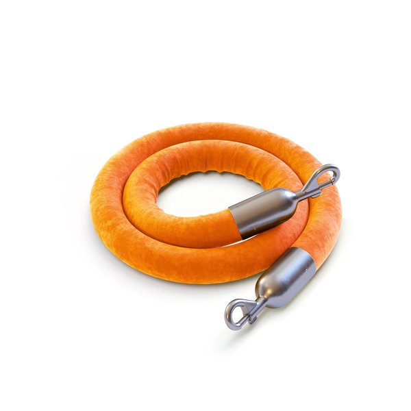 Montour Line Velvet Rope Orange With Satin Stainless Snap Ends 8ft.Cotton Core HDVL510Rope-80-OR-SE-SS